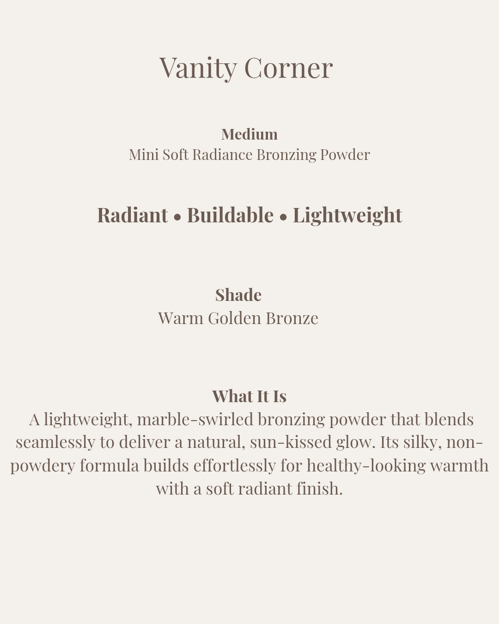 Medium Mini Soft Radiance Bronzing Powder