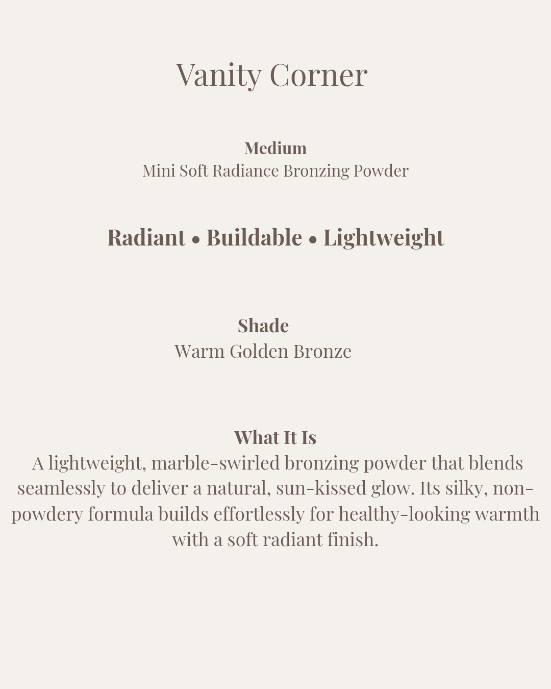 Medium Mini Soft Radiance Bronzing Powder