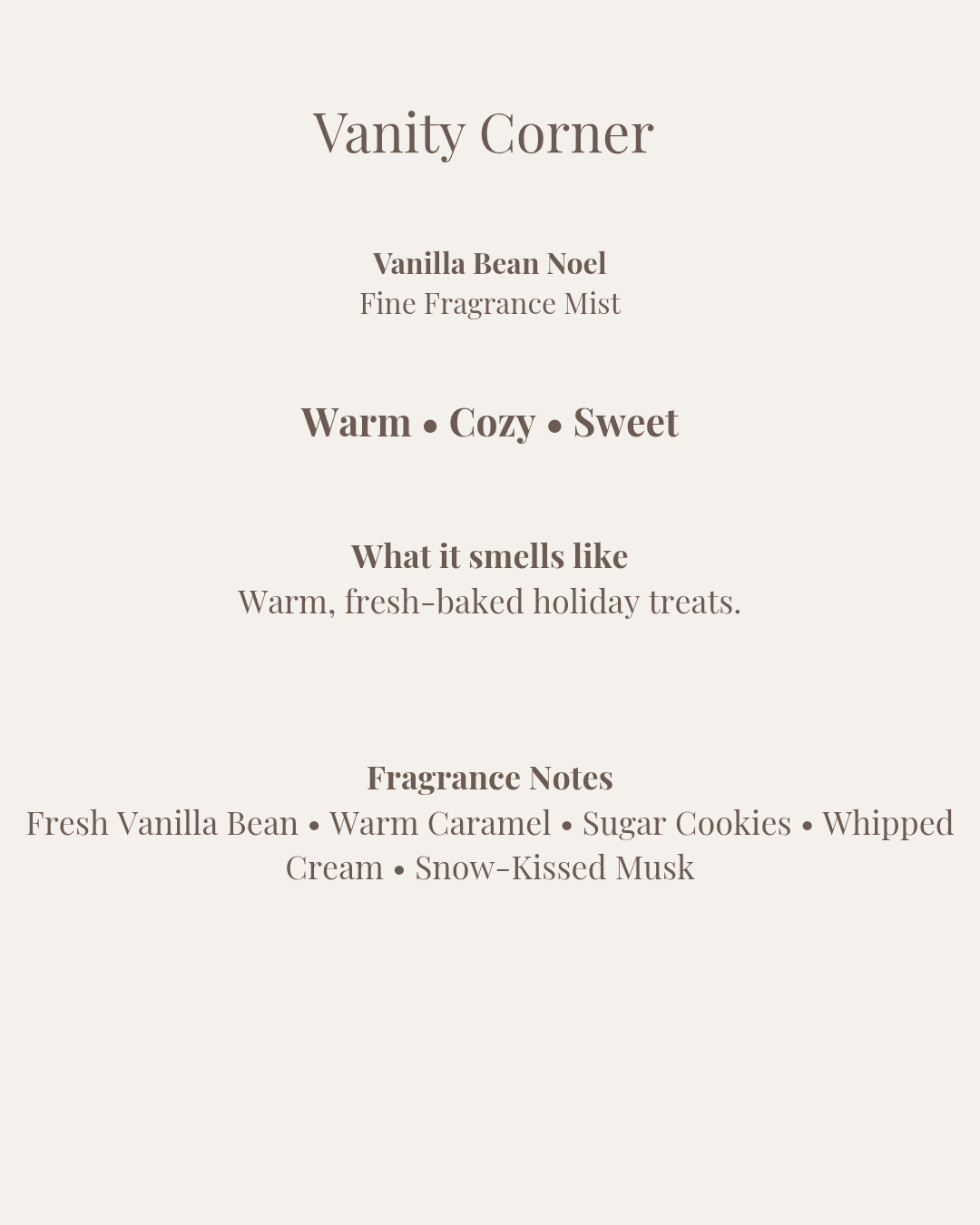 Vanilla Bean Noel Fine Fragrance Mist