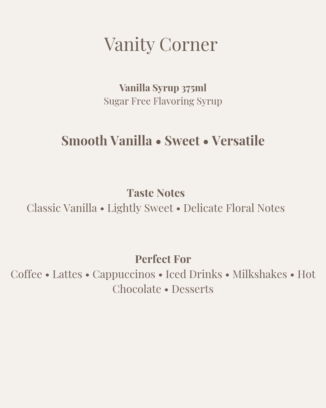 Vanilla Sugar Free Flavoring Syrup 375ml