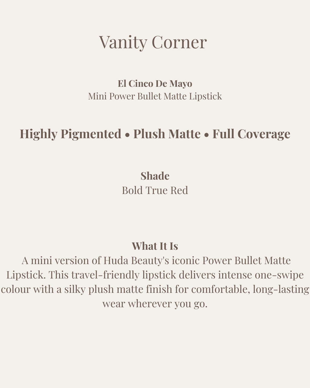 El Cinco De Mayo Mini Power Bullet Matte Lipstick