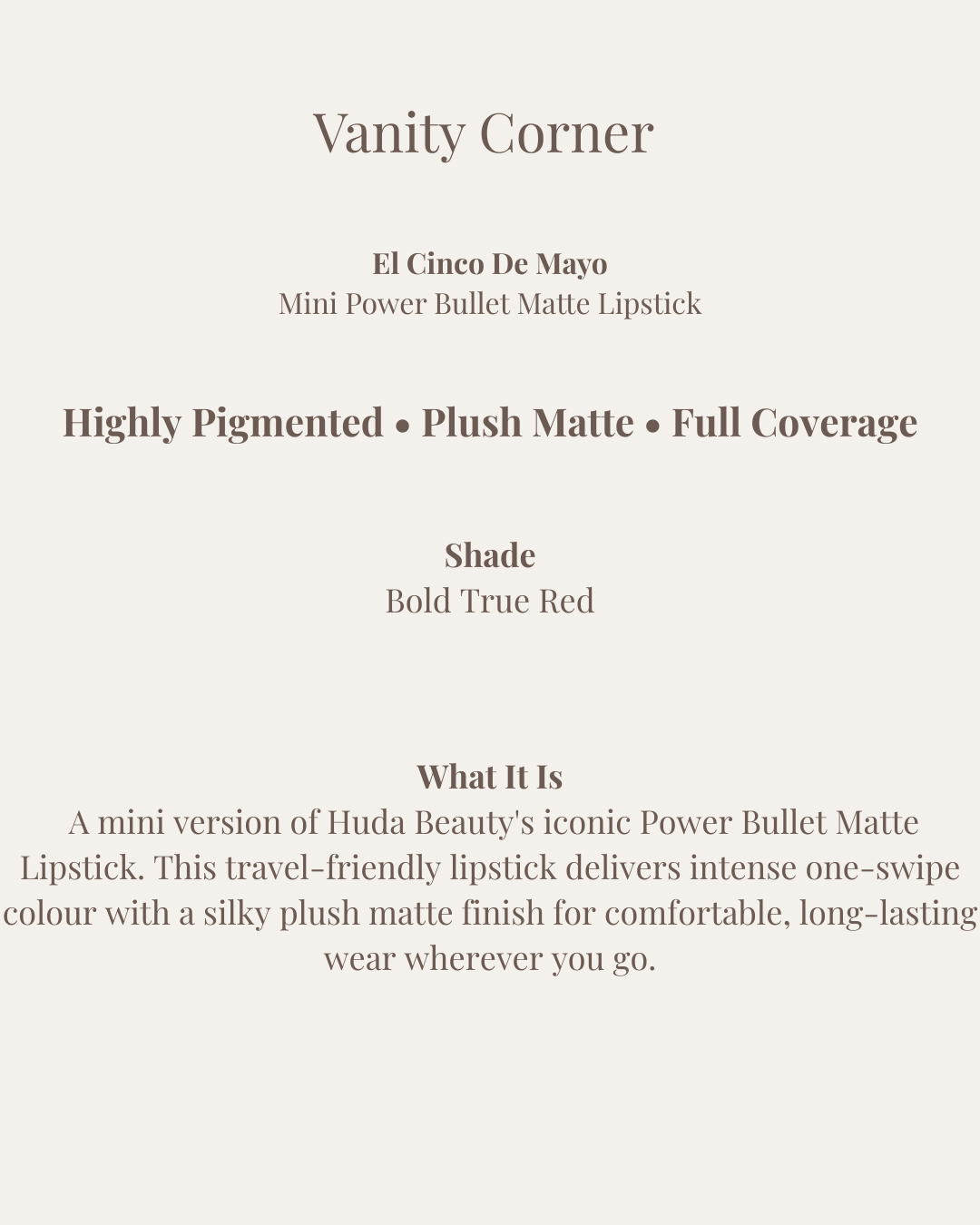 El Cinco De Mayo Mini Power Bullet Matte Lipstick