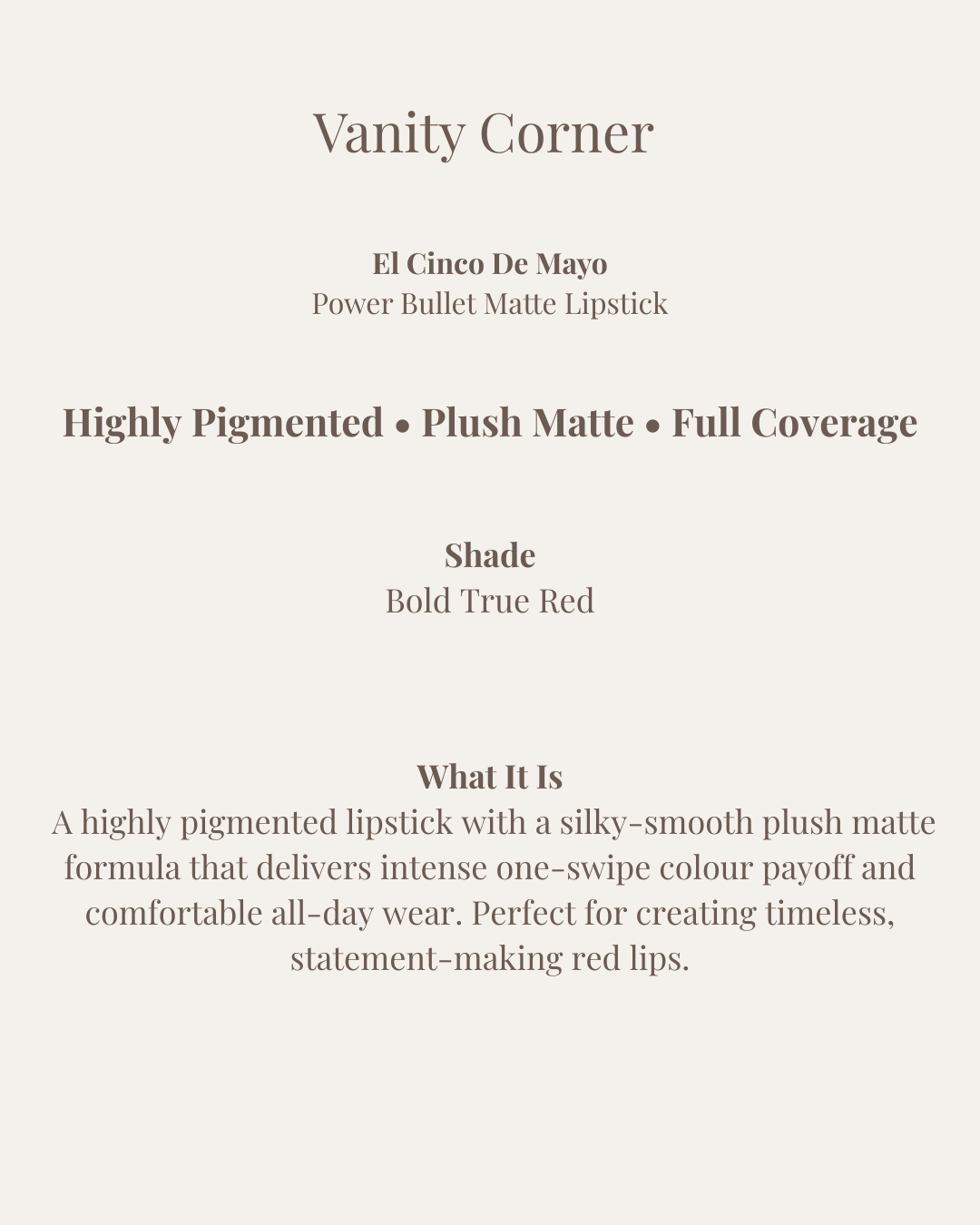 El Cinco De Mayo Power Bullet Matte Lipstick