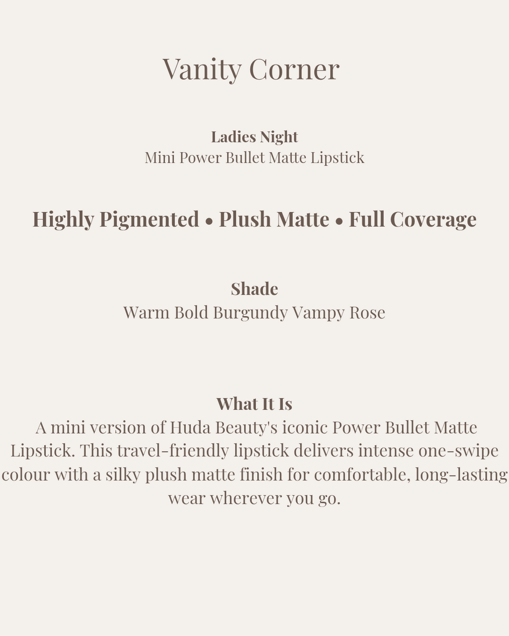 Ladies Night Mini Power Bullet Matte Lipstick