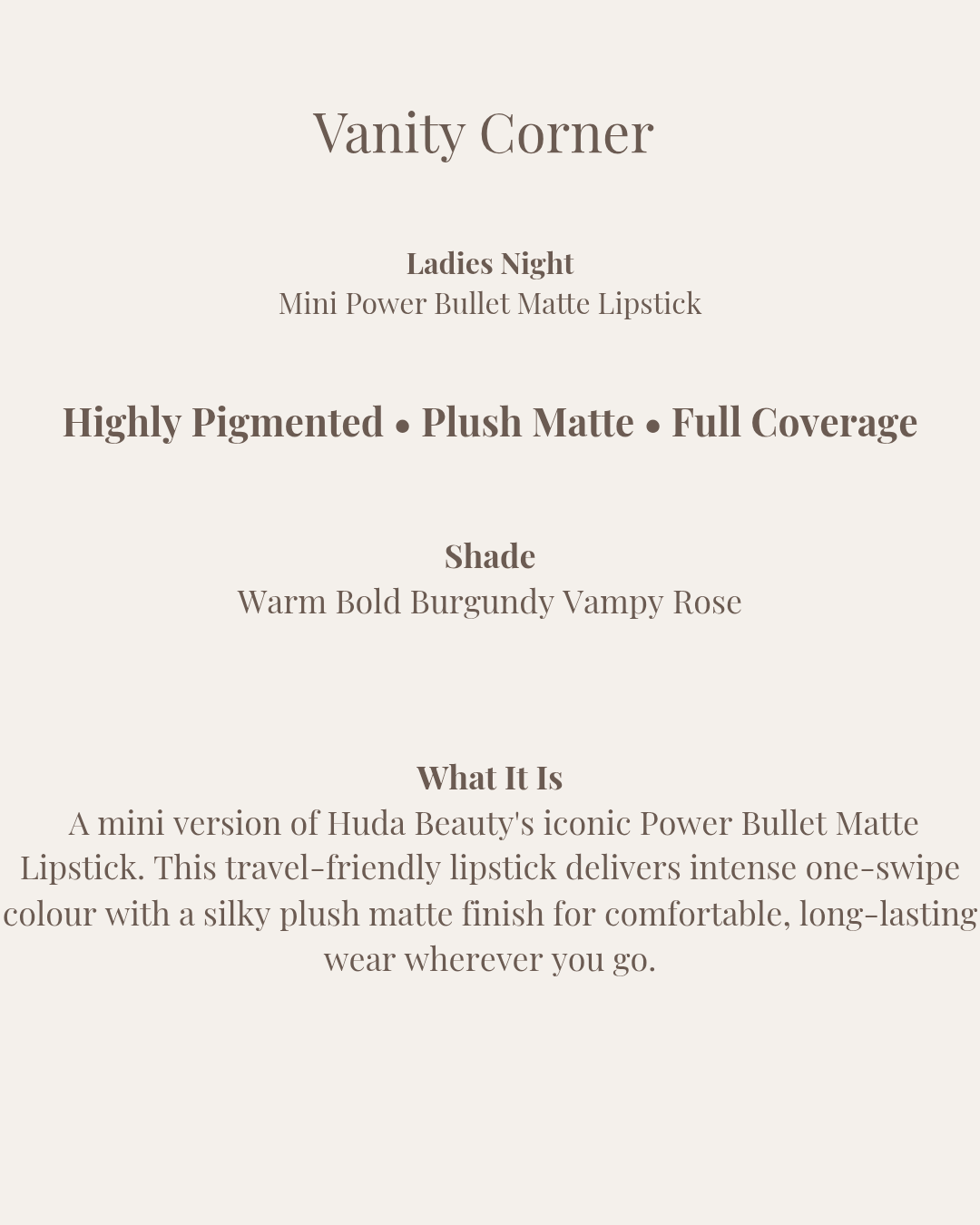Ladies Night Mini Power Bullet Matte Lipstick