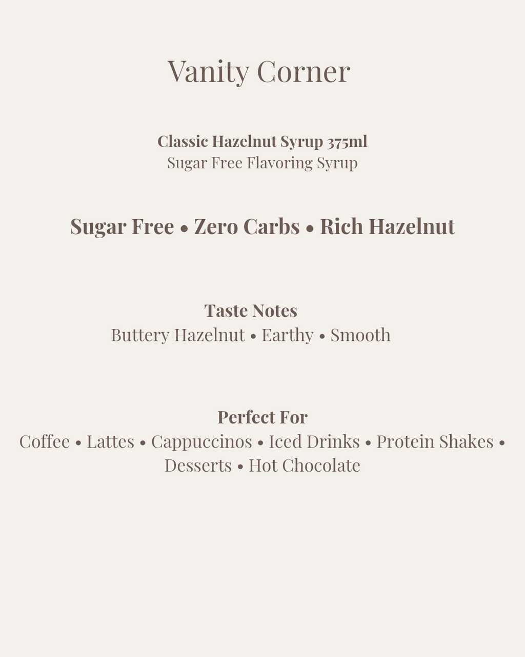 Classic Hazelnut Syrup 375ml