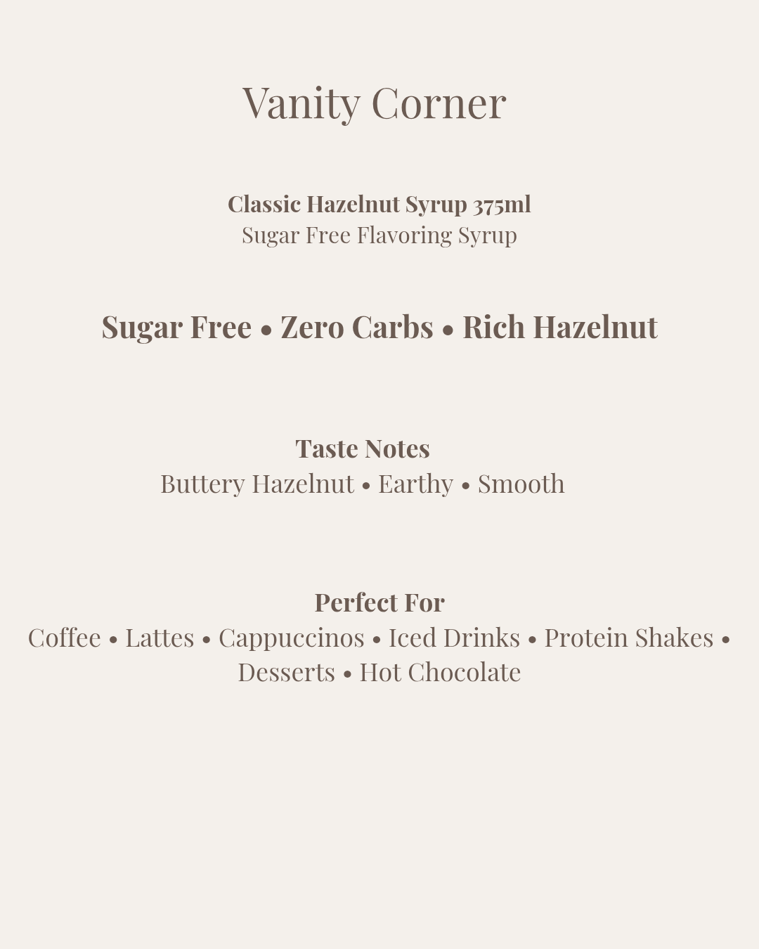 Classic Hazelnut Syrup 375ml