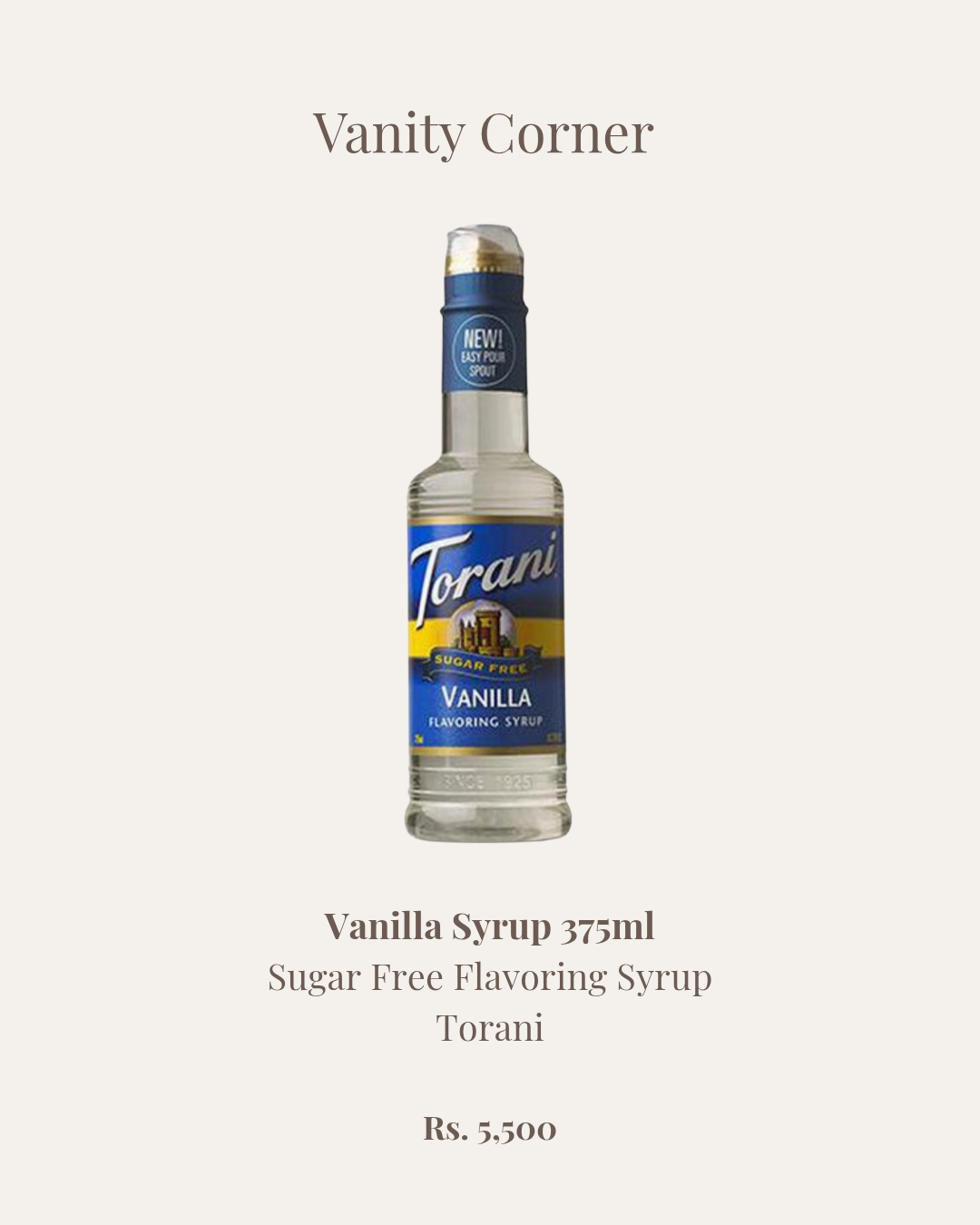 Vanilla Sugar Free Flavoring Syrup 375ml