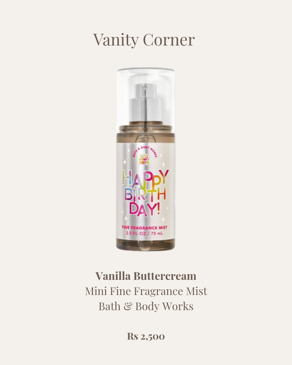 Vanilla Buttercream Mini Fine Fragrance Mist