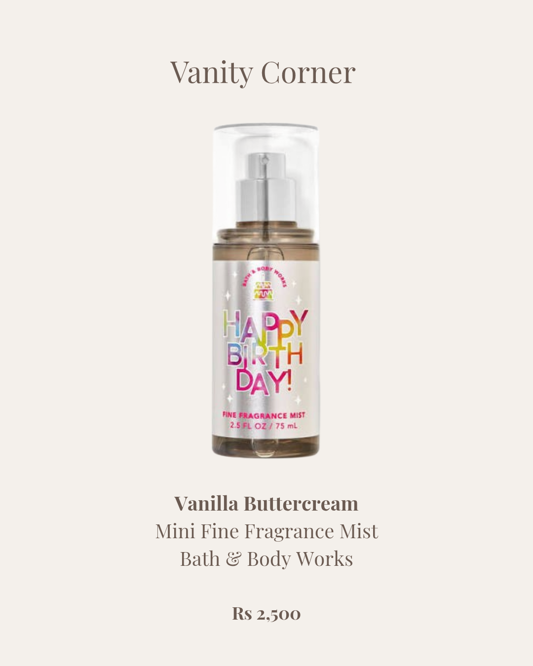 Vanilla Buttercream Mini Fine Fragrance Mist
