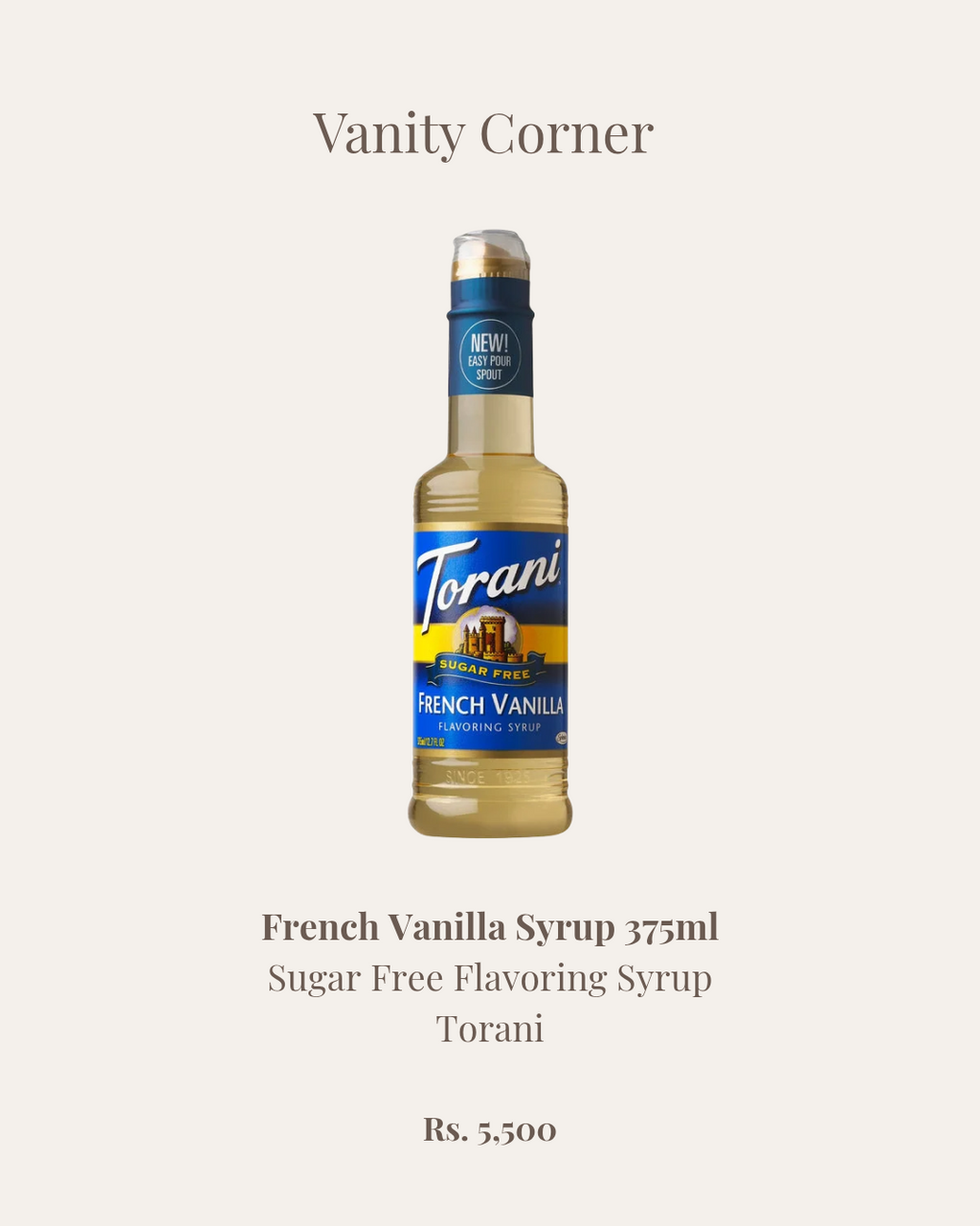 French Vanilla Sugar Free Flavoring Syrup 375ml