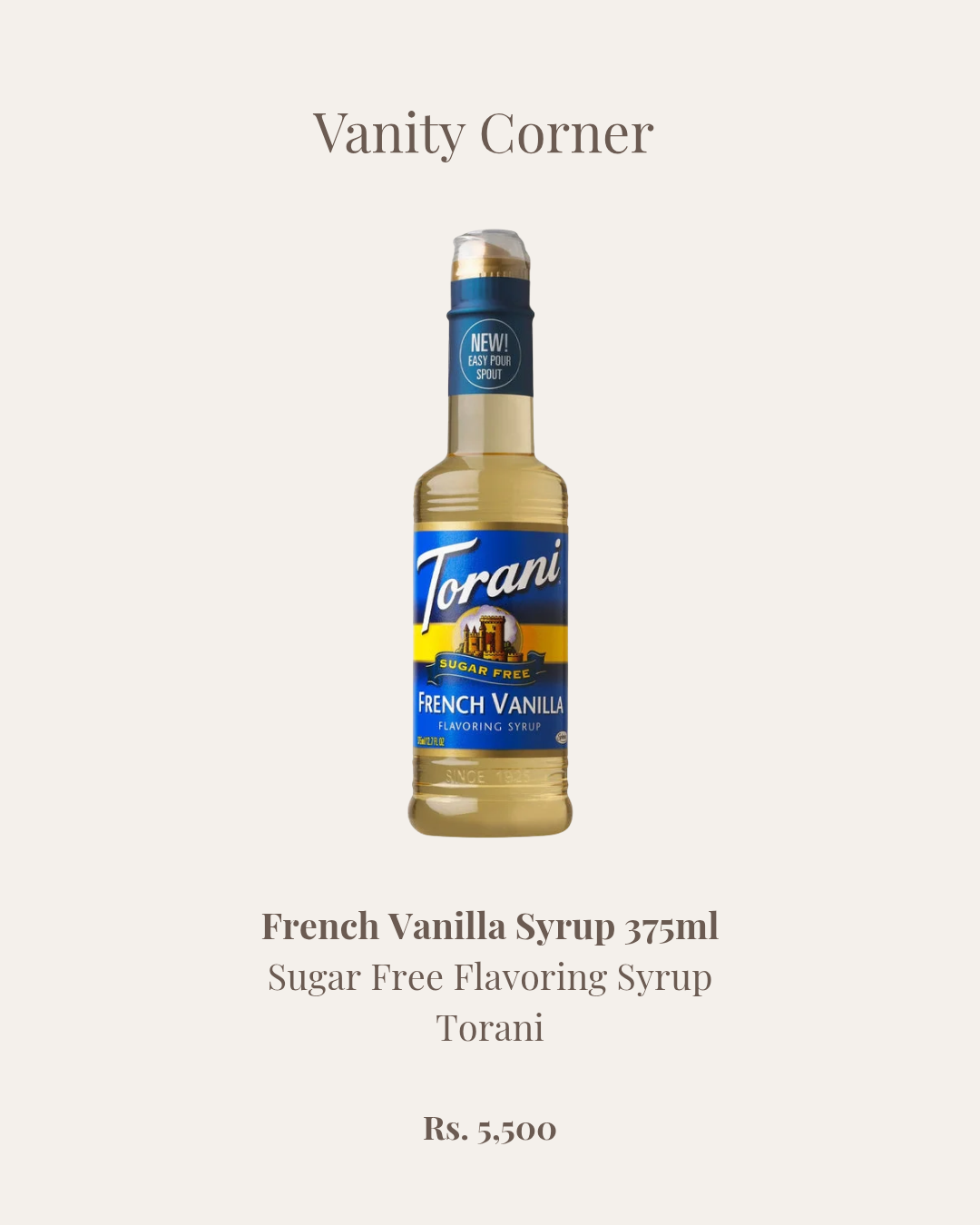 French Vanilla Sugar Free Flavoring Syrup 375ml